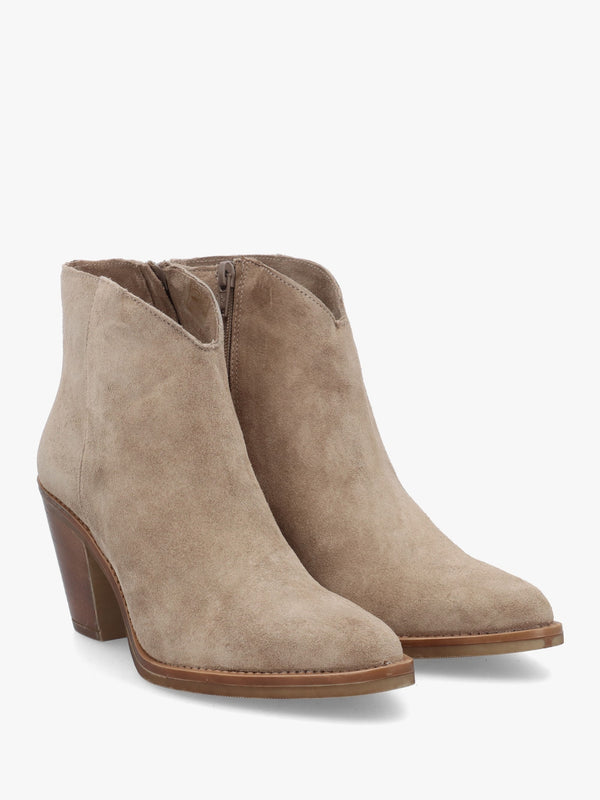Lestern Taupe Suede Western Ankle Boots