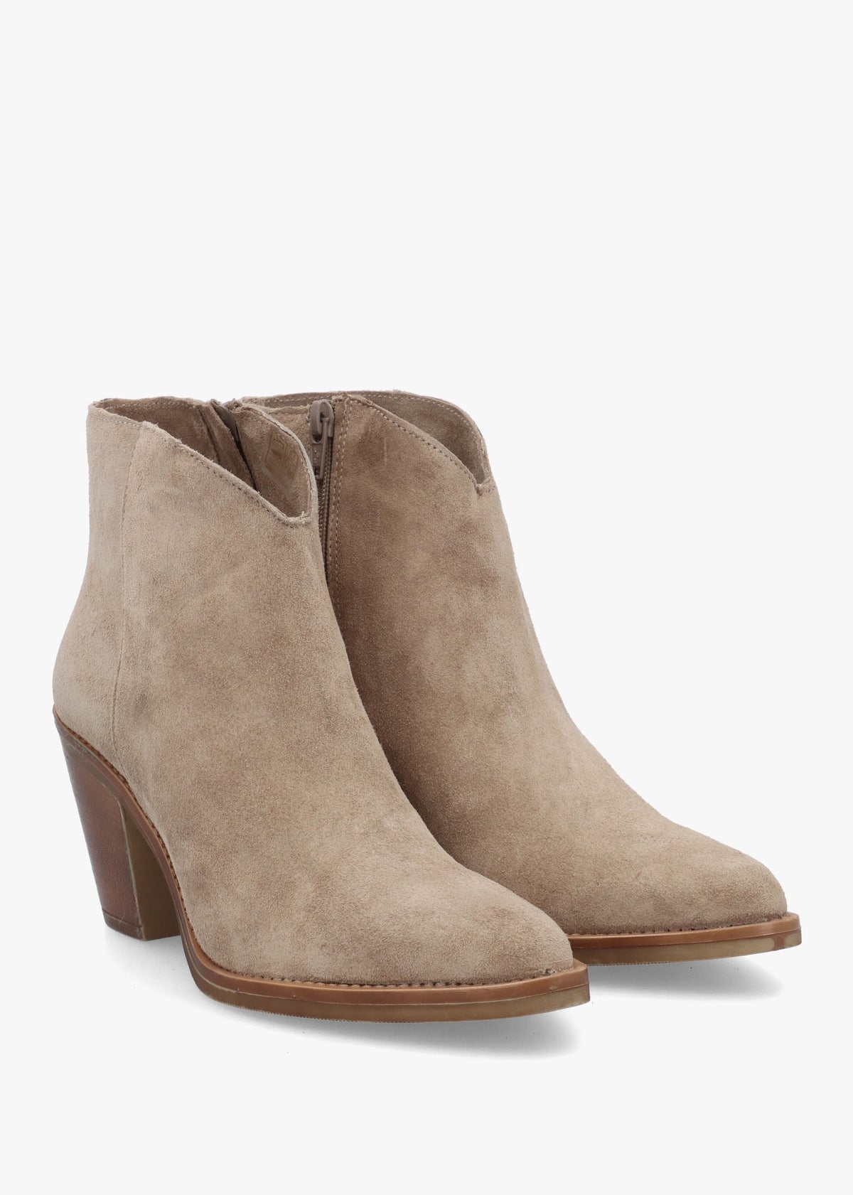 Lestern Taupe Suede Western Ankle Boots