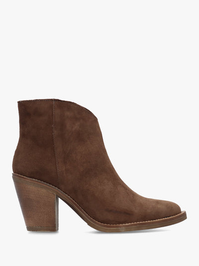 Lestern Brown Suede Western Ankle Boots