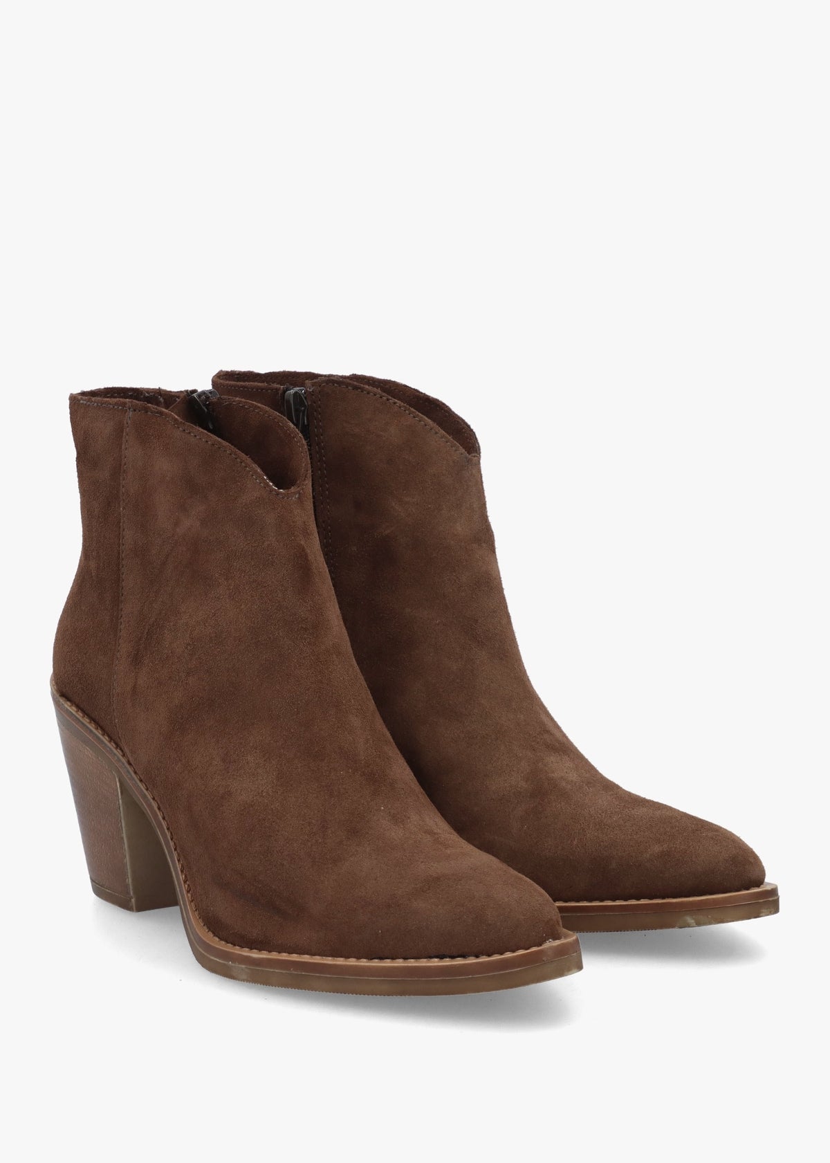 Lestern Brown Suede Western Ankle Boots