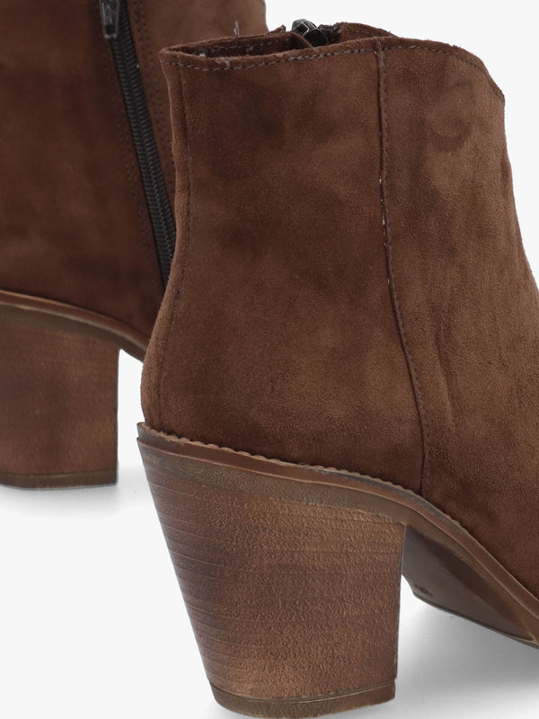 Lestern Brown Suede Western Ankle Boots