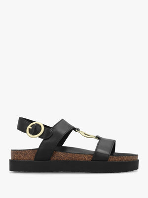 Gwen Black Leather Sandals