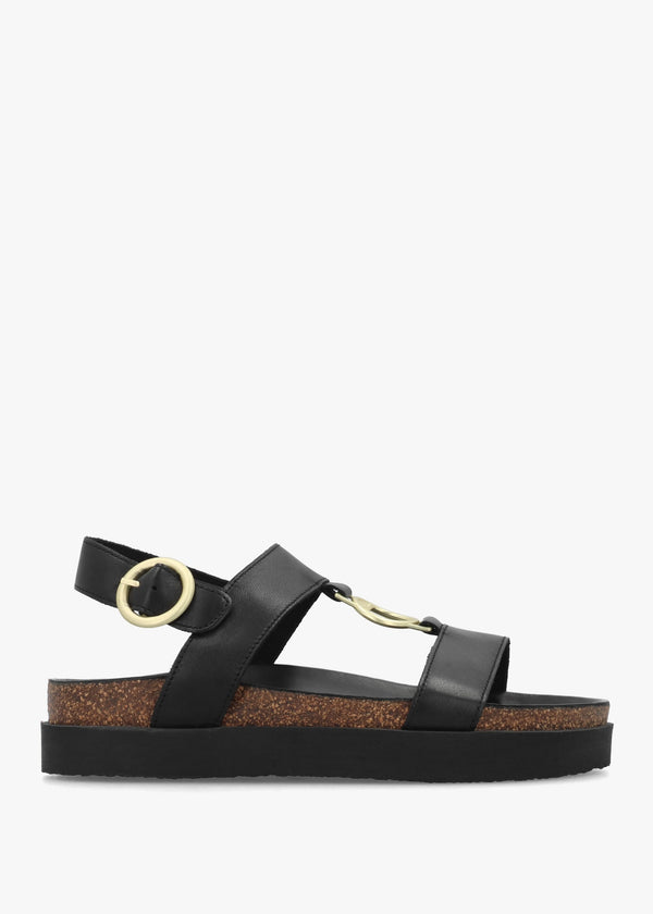 Gwen Black Leather Sandals