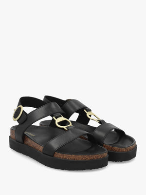 Gwen Black Leather Sandals