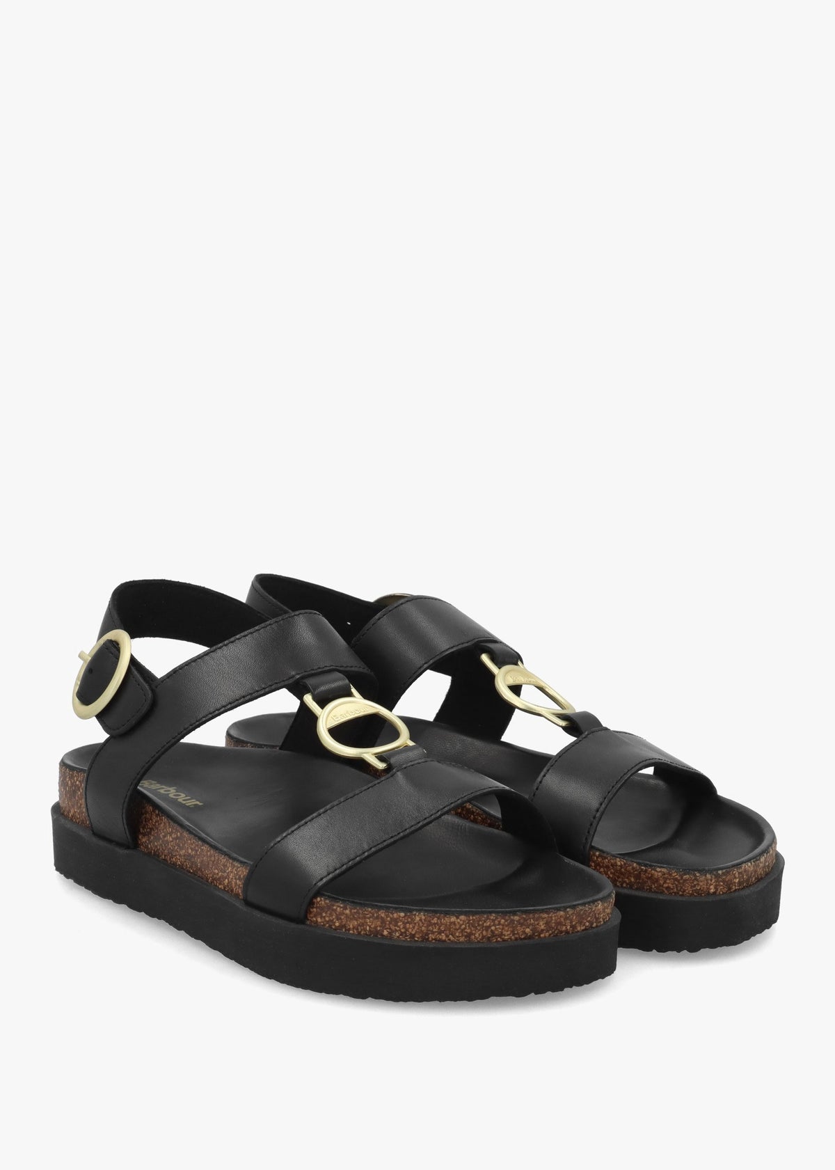 Gwen Black Leather Sandals