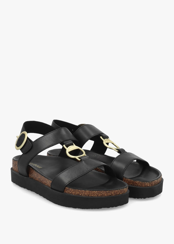 Gwen Black Leather Sandals