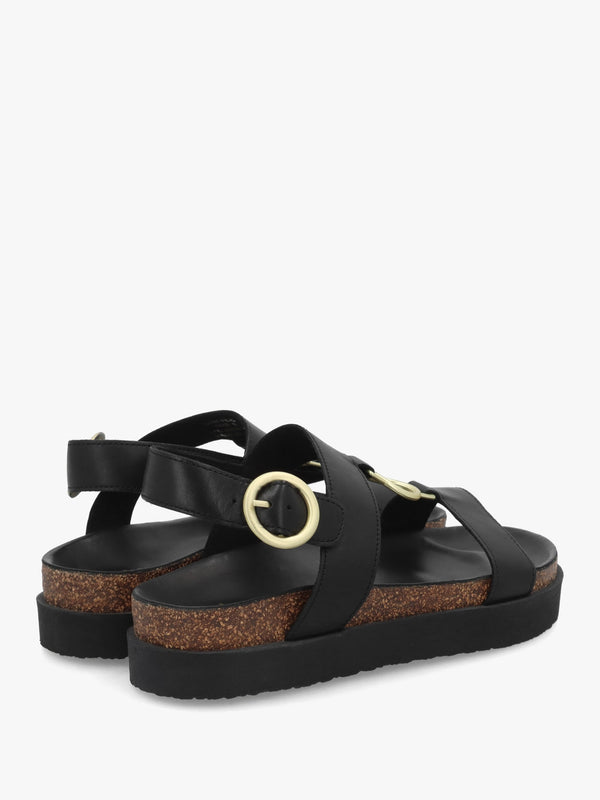 Gwen Black Leather Sandals