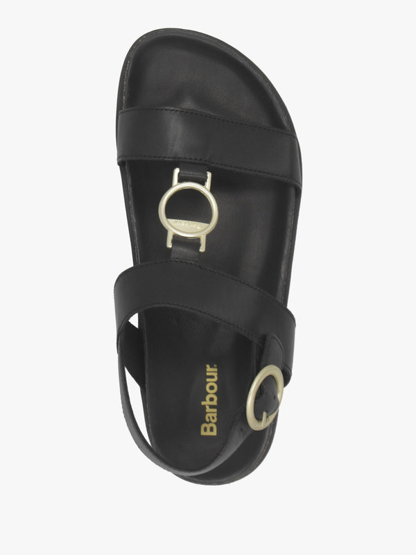 Gwen Black Leather Sandals