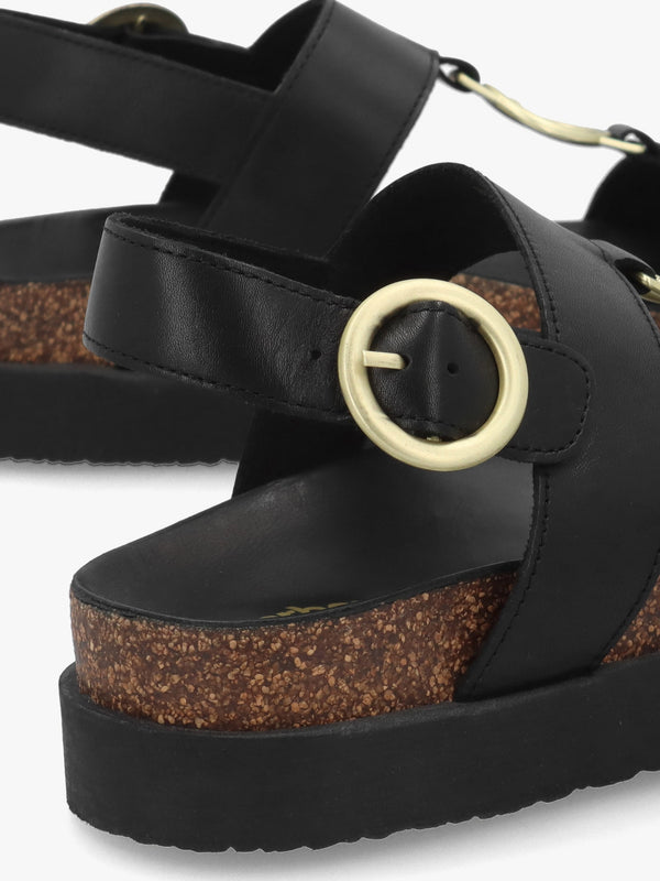 Gwen Black Leather Sandals
