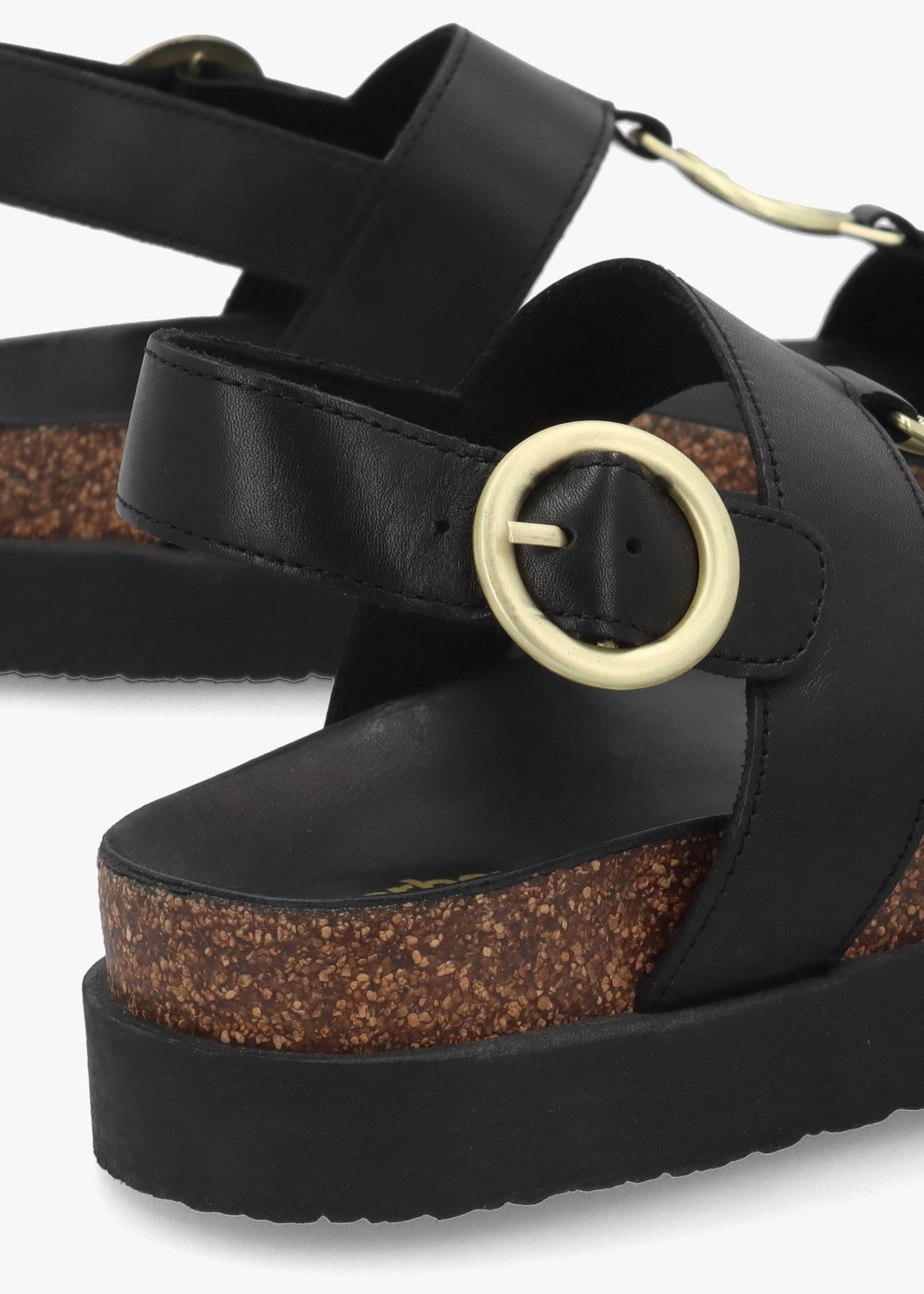 Gwen Black Leather Sandals