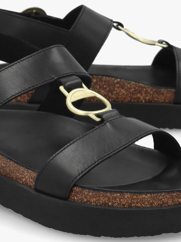 Gwen Black Leather Sandals