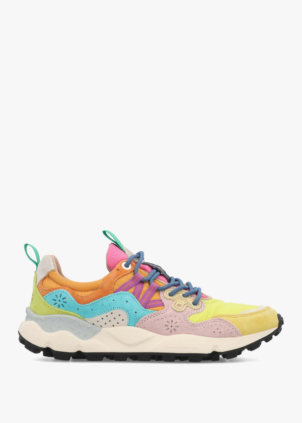 Women's Yamano 3 Yellow Light Lime Pink Suede Trainers