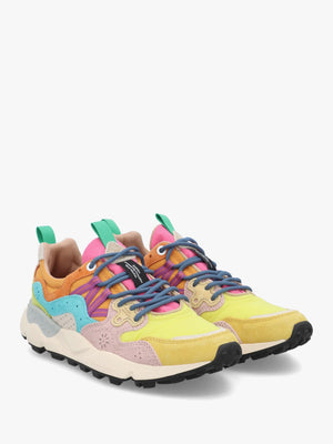 Women's Yamano 3 Yellow Light Lime Pink Suede Trainers