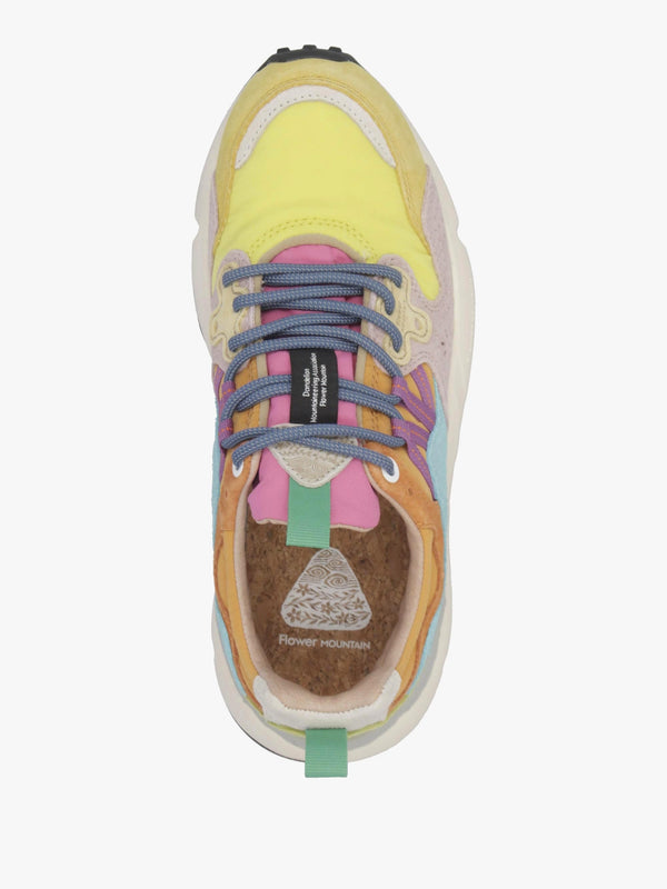 Women's Yamano 3 Yellow Light Lime Pink Suede Trainers