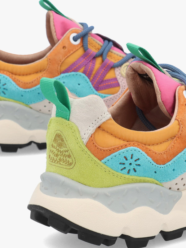 Women's Yamano 3 Yellow Light Lime Pink Suede Trainers