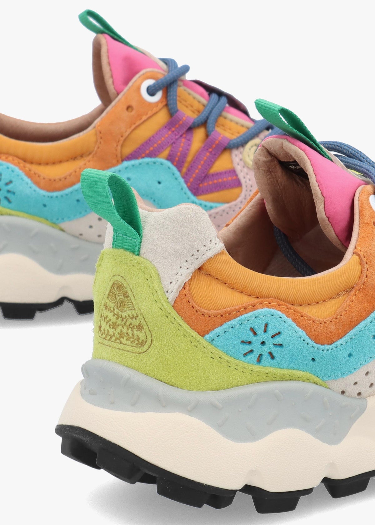 Women's Yamano 3 Yellow Light Lime Pink Suede Trainers