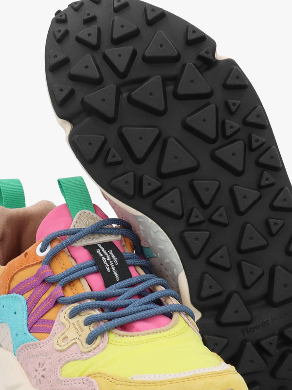 Women's Yamano 3 Yellow Light Lime Pink Suede Trainers