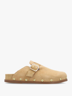 Ambur Beige Suede Mule Clogs