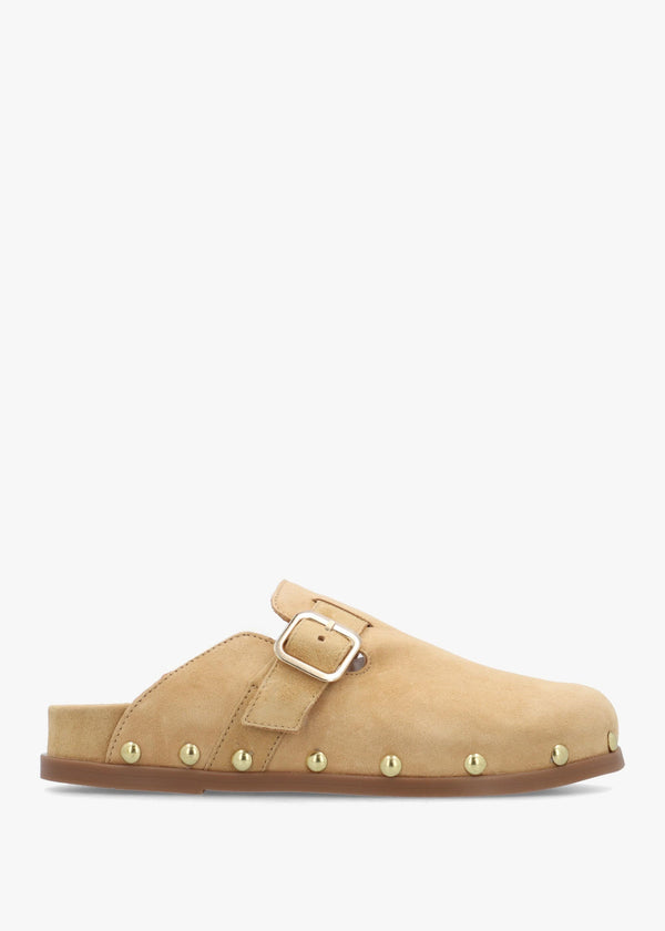 Ambur Beige Suede Mule Clogs