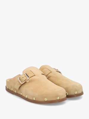 Ambur Beige Suede Mule Clogs