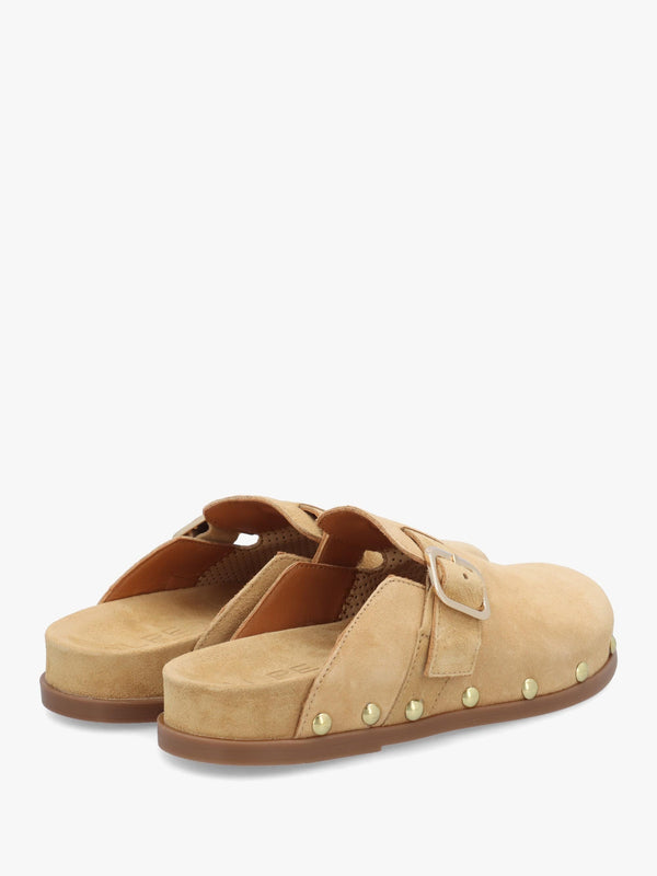 Ambur Beige Suede Mule Clogs