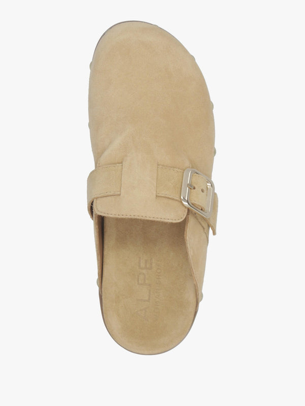 Ambur Beige Suede Mule Clogs