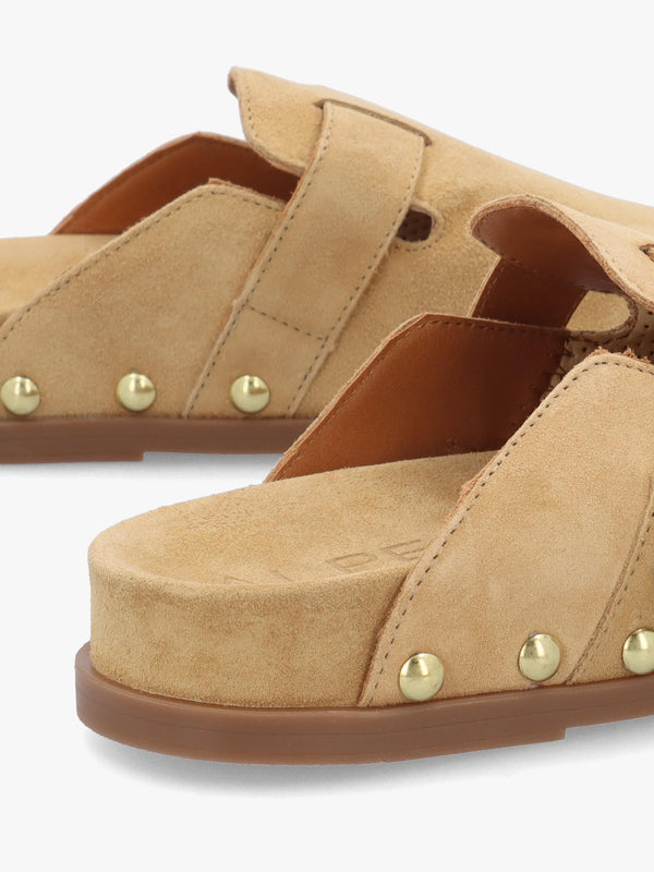 Ambur Beige Suede Mule Clogs