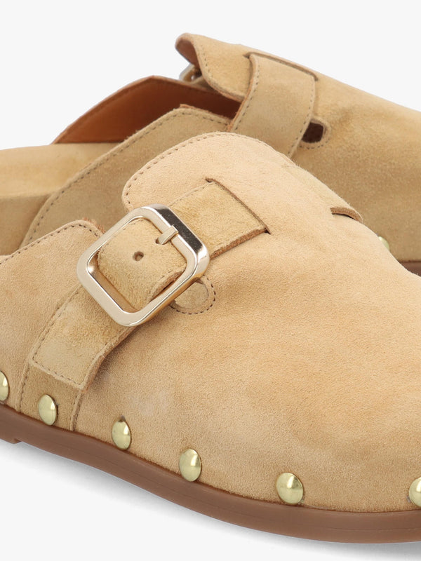 Ambur Beige Suede Mule Clogs