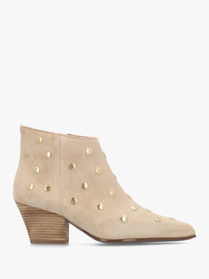 Alderfly Beige Suede Studded Western Ankle Boots