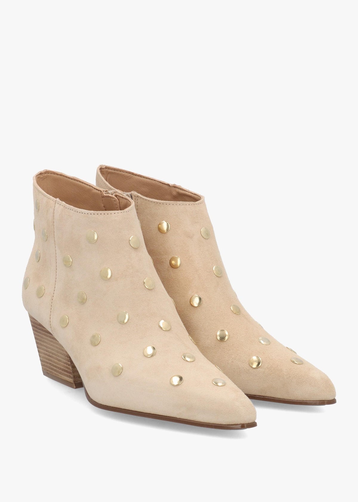 Alderfly Beige Suede Studded Western Ankle Boots