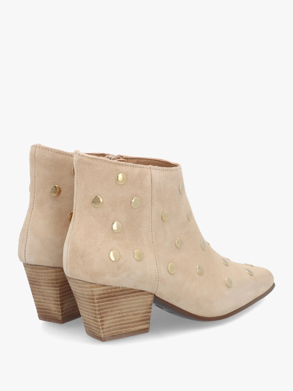 Alderfly Beige Suede Studded Western Ankle Boots