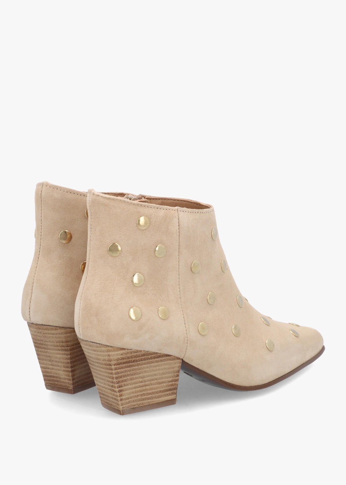 Alderfly Beige Suede Studded Western Ankle Boots