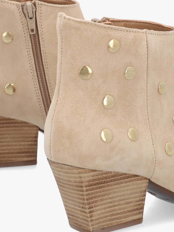 Alderfly Beige Suede Studded Western Ankle Boots