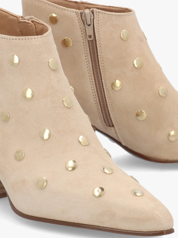 Alderfly Beige Suede Studded Western Ankle Boots