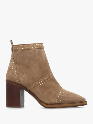 Albula Beige Suede Studded Ankle Boots