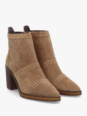 Albula Beige Suede Studded Ankle Boots