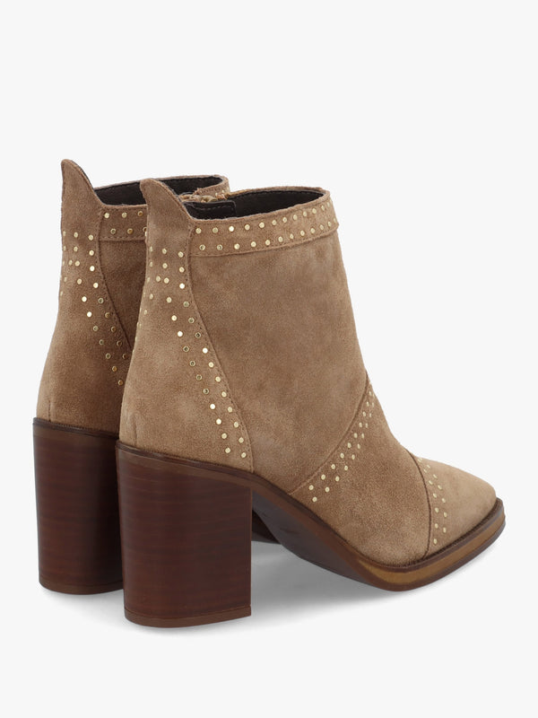 Albula Beige Suede Studded Ankle Boots