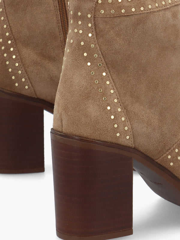 Albula Beige Suede Studded Ankle Boots