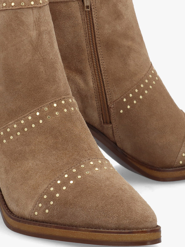 Albula Beige Suede Studded Ankle Boots