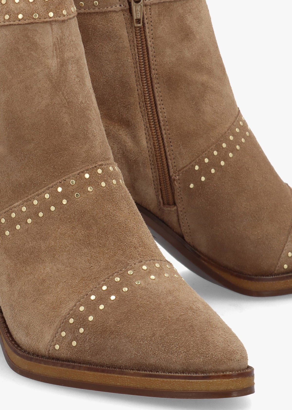 Albula Beige Suede Studded Ankle Boots