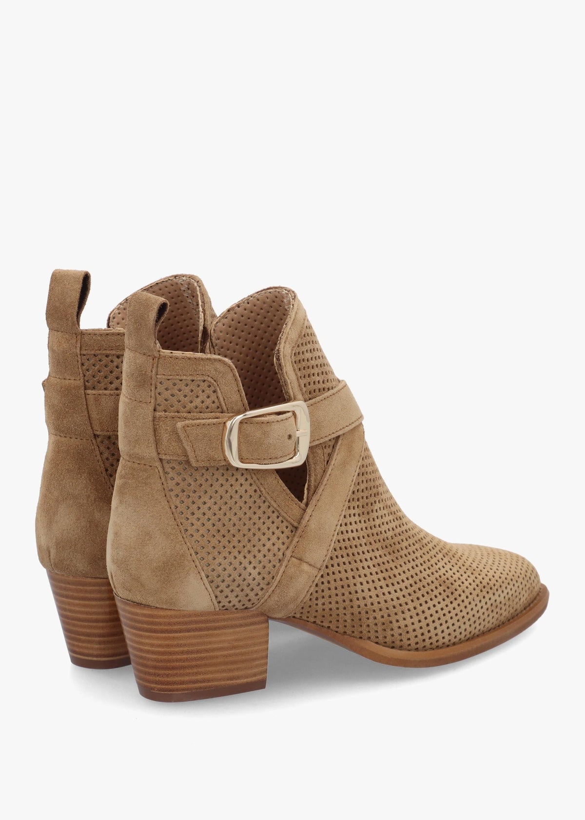 Alara Taupe Suede Cross Strap Western Ankle Boots