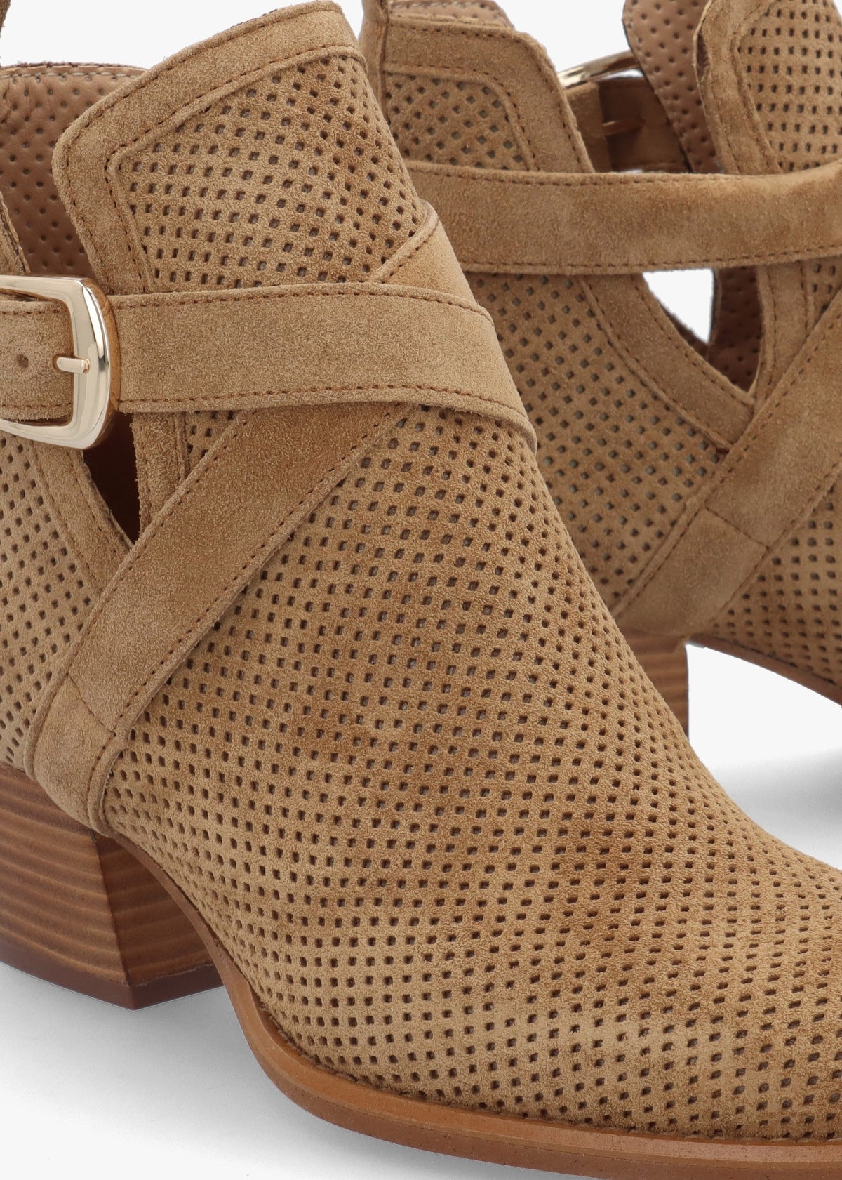 Alara Taupe Suede Cross Strap Western Ankle Boots