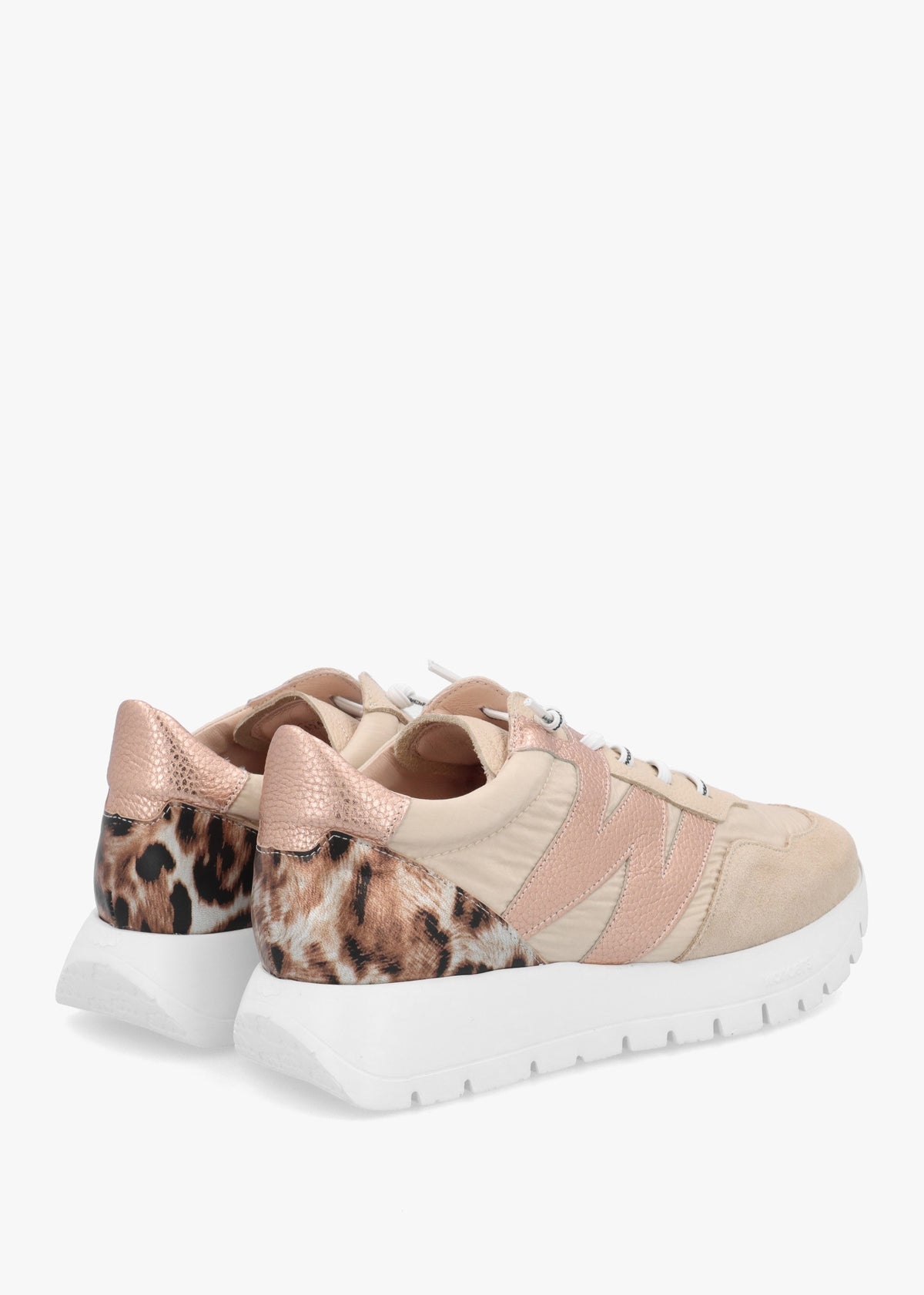 Odisei Beige Leopard Metallic Suede & Nylon Trainers