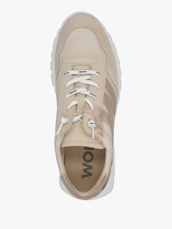Odisei Beige Leopard Metallic Suede & Nylon Trainers