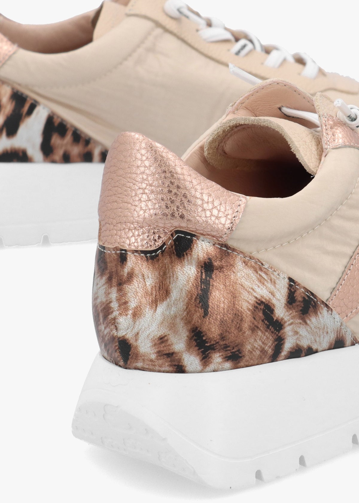 Odisei Beige Leopard Metallic Suede & Nylon Trainers