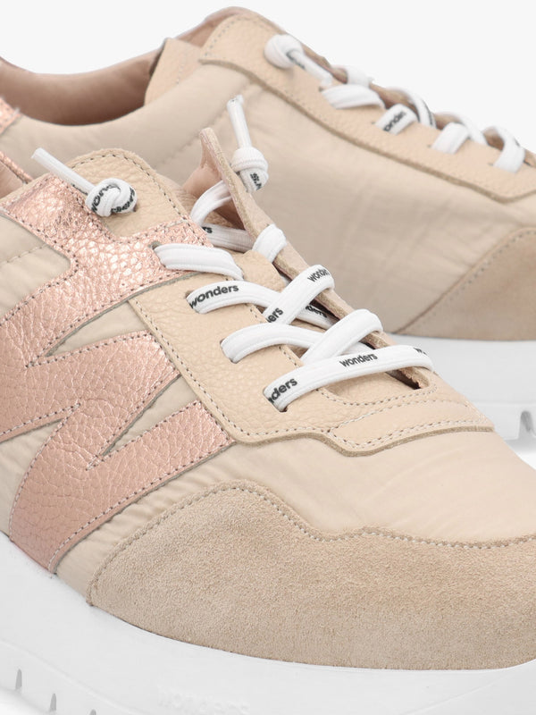 Odisei Beige Leopard Metallic Suede & Nylon Trainers