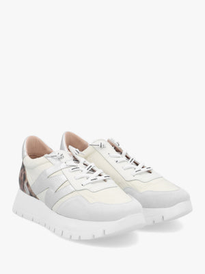 Odisei White Leopard Metallic Suede & Nylon Trainers
