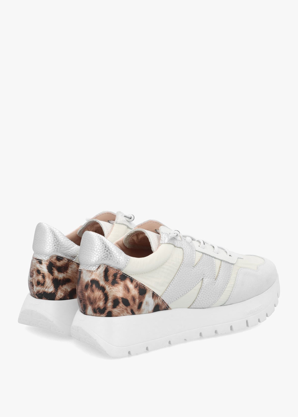 Odisei White Leopard Metallic Suede & Nylon Trainers