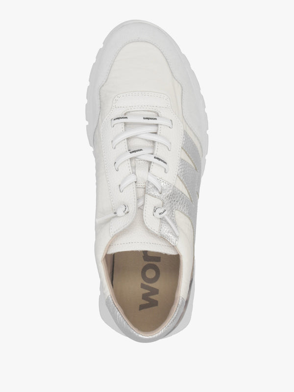 Odisei White Leopard Metallic Suede & Nylon Trainers
