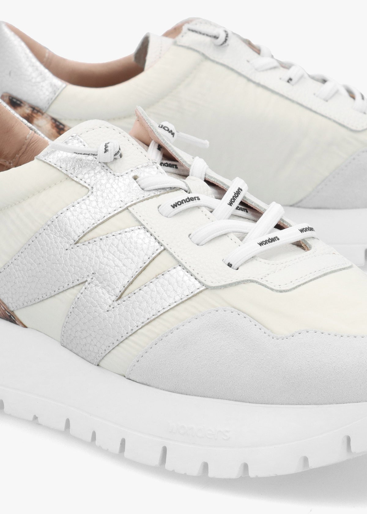 Odisei White Leopard Metallic Suede & Nylon Trainers